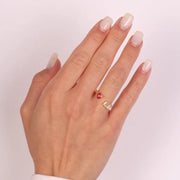 Anello in Argento 925 con zirconi bianchi e cuore rosso