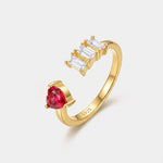 Anello in Argento 925 con zirconi bianchi e cuore rosso - BYSIMON gioielli