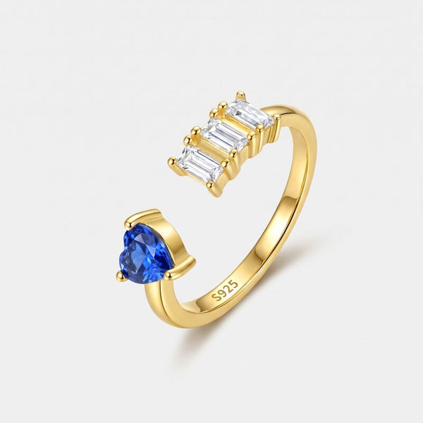 Anello in Argento 925 con zirconi bianchi e cuore bluu - BYSIMON gioielli
