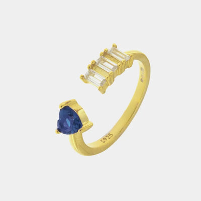 Anello in Argento 925 con zirconi bianchi e cuore bluu - BYSIMON gioielli