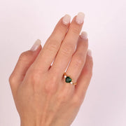Anello in Argento 925 con zirconi bianchi e cuore centrale verde