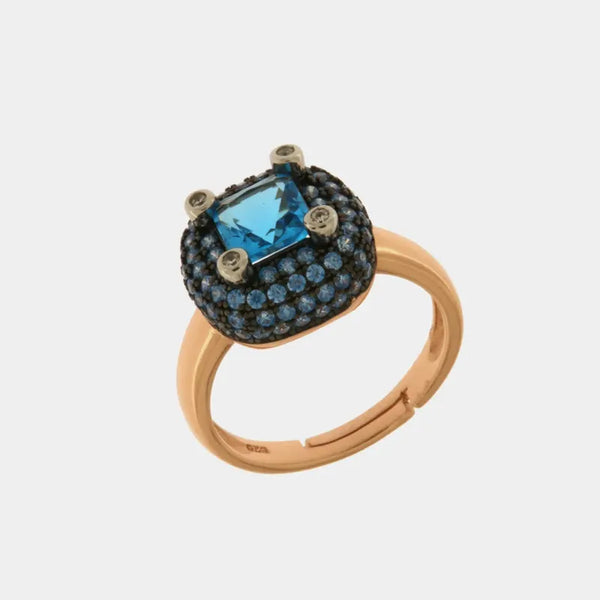 Anello in Argento 925 con zirconi blu