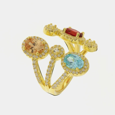 Anello in Argento 925 con zirconi colorati