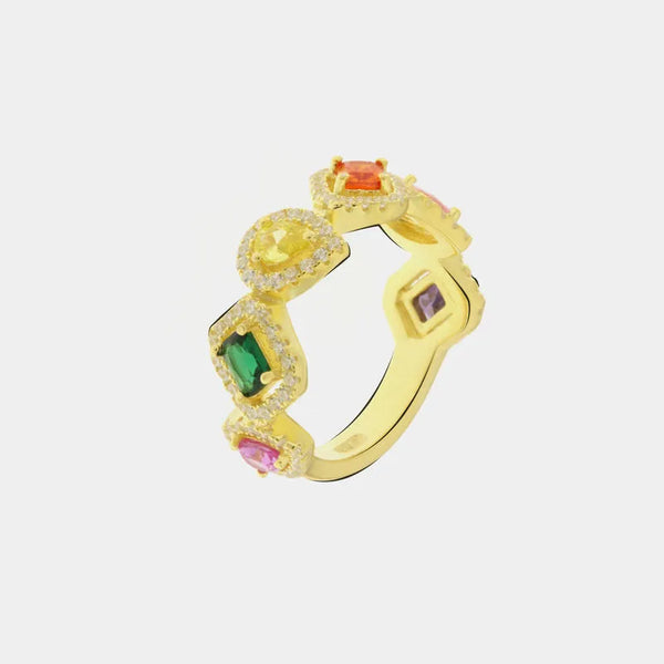 Anello in Argento 925 con zirconi colorati - BYSIMON gioielli