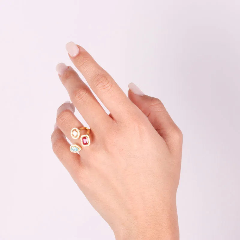 Anello in Argento 925 con zirconi colorati