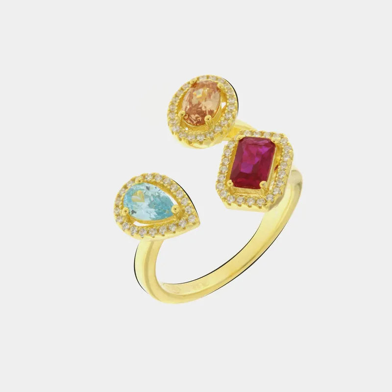Anello in Argento 925 con zirconi colorati