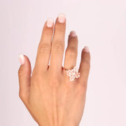 Anello in Argento 925 con fiori in madreperla  impreziosito da zirconi colorati