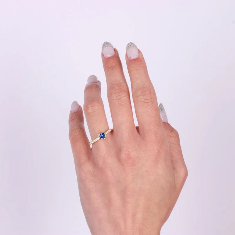 925 Silver ring with blue heart