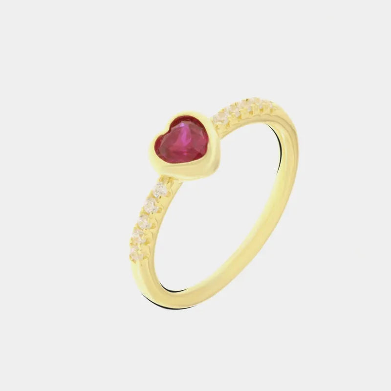 Anello in Argento 925 con cuore rosso centrale