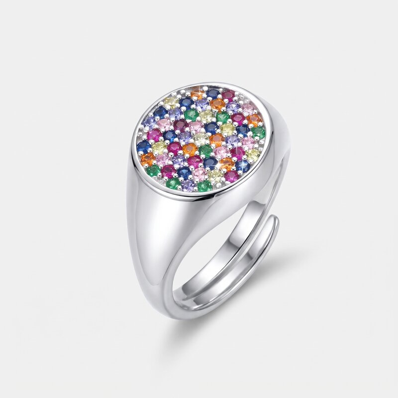 Anello in Argento 925 a cerchio con zirconi colorati - BYSIMON gioielli