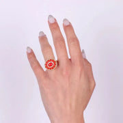 Anello in Argento 925 a forma di fiore rosso