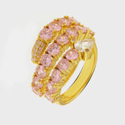 Anello in Argento 925 a forma di serpente con zirconi rosa