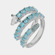 Anello in Argento 925 a forma di serpente con zirconi azzurri