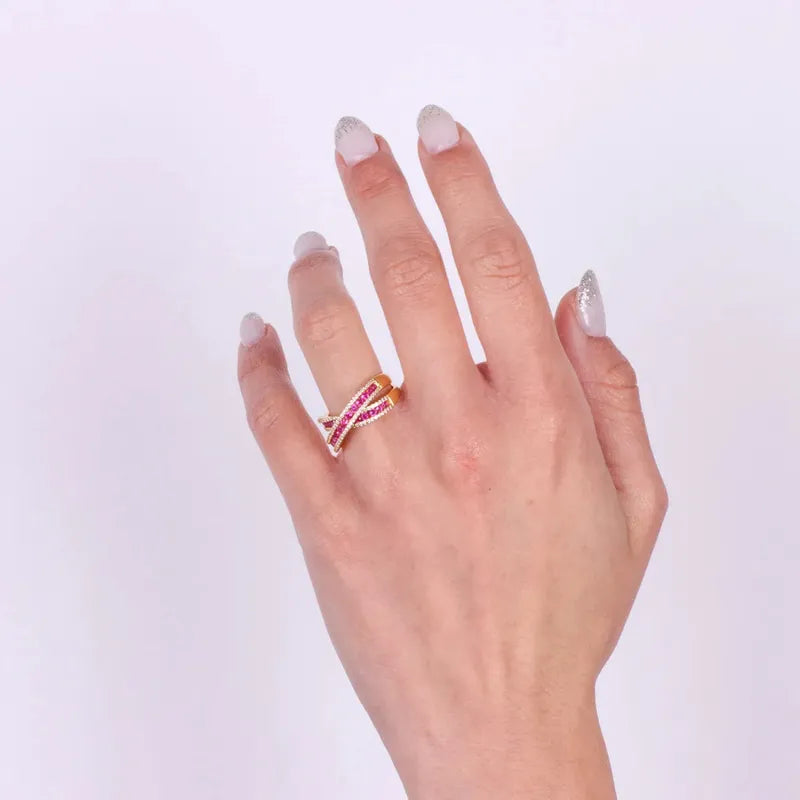 Anello in Argento 925 con pavè di zirconi rossi