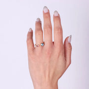 Anello in Argento 925  con cristalli rosa e azzurro