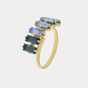 Anello in Argento 925 a baguette con cristalli blu