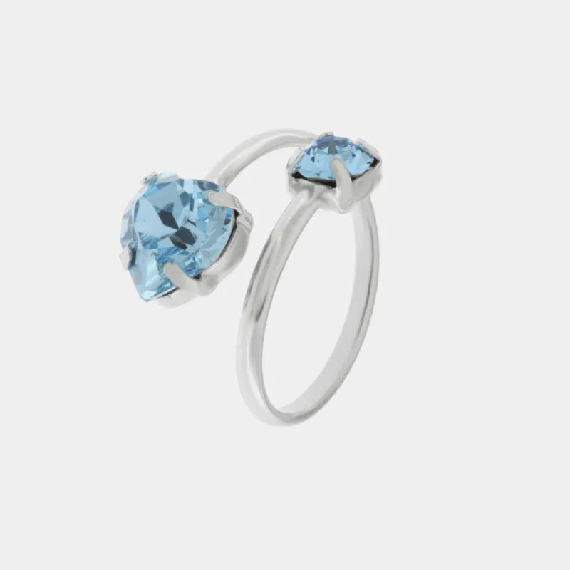 Anello in Argento 925 con cuore e punto luce azzurro - BYSIMON gioielli
