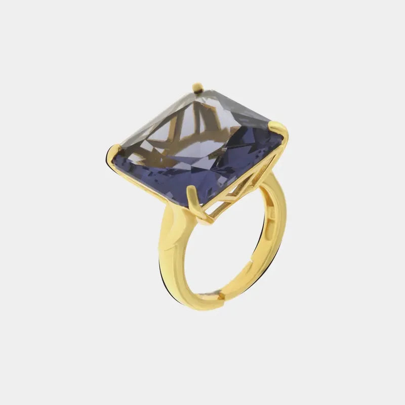 Anello in Argento 925 con zircone viola a forma quadrata