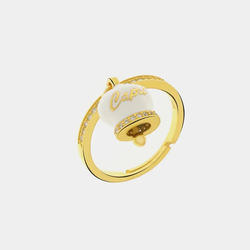 Anello in Argento 925 con campanella bianca Capri e zirconi