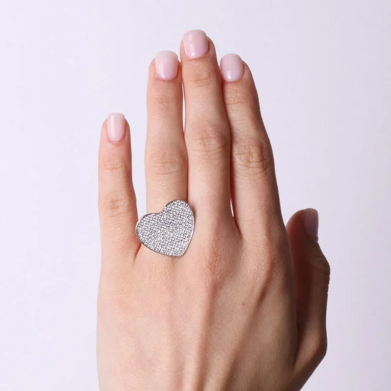 Anello in Argento 925 con cuore impreziosito da zirconi - BYSIMON gioielli