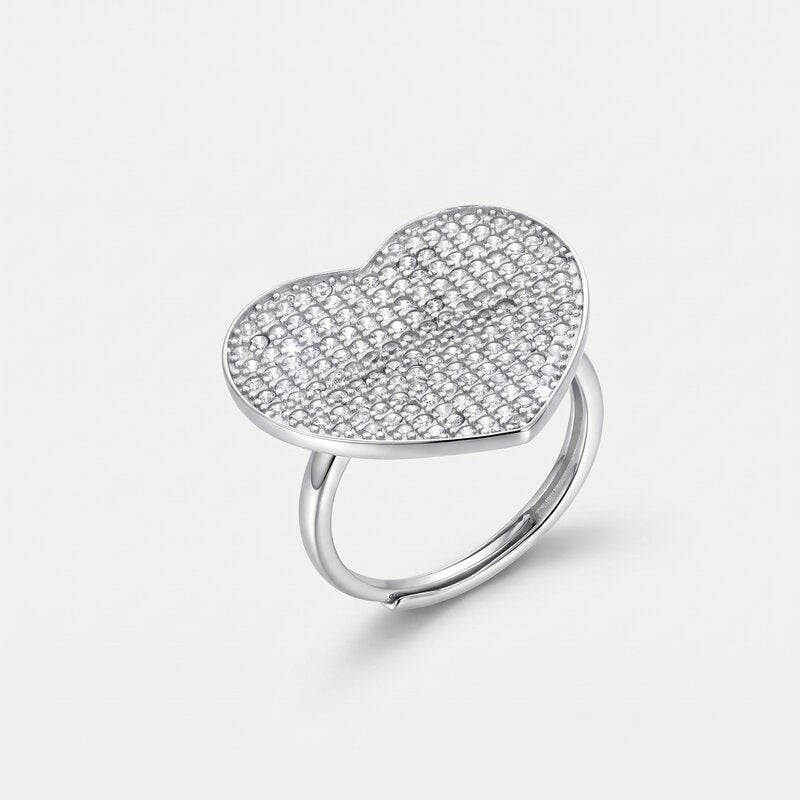 Anello in Argento 925 con cuore impreziosito da zirconi - BYSIMON gioielli