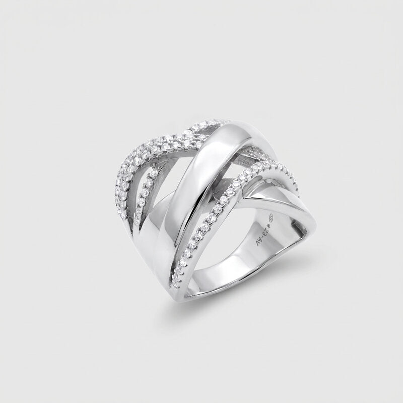 Anello in Argento 925 a fascia con zirconi - BYSIMON gioielli