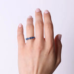 Anello in Argento 925 a baguette con zirconi blu - BYSIMON gioielli