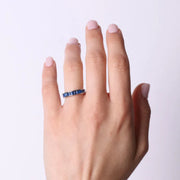 Anello in Argento 925 a baguette con zirconi blu