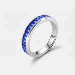Anello in Argento 925 a baguette con zirconi blu - BYSIMON gioielli