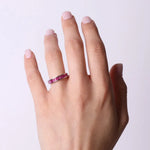 Anello in Argento 925 a baguette con zirconi fucsia - BYSIMON gioielli