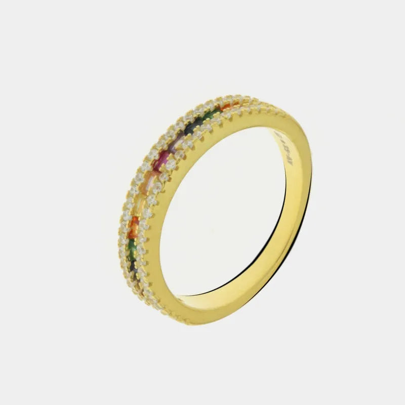 Anello in Argento 925 a baguette con zirconi multicolor