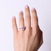 Anello in Argento 925 con zirconi bianchi e zircone centrale rosa