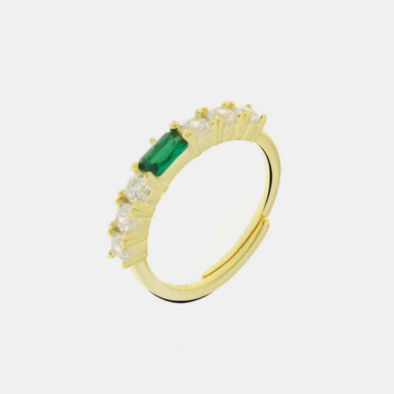 Anello in Argento 925  con zirconi trasparenti e verdi - BYSIMON gioielli