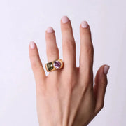 Anello in Argento 925 a fascia con punto luce rosa