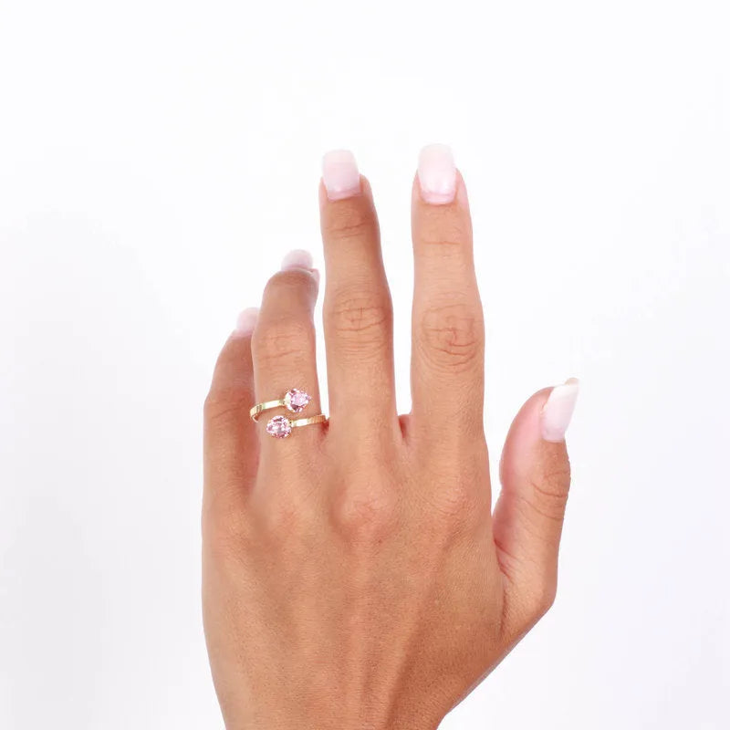 Anello in Argento 925  contrariè con pietre rosa