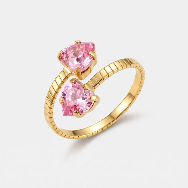 Anello in Argento 925  contrariè con pietre rosa - BYSIMON gioielli