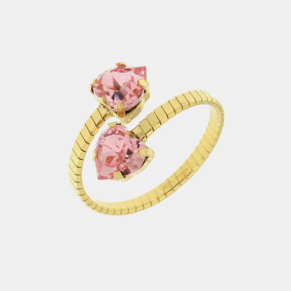 Anello in Argento 925  contrariè con pietre rosa - BYSIMON gioielli