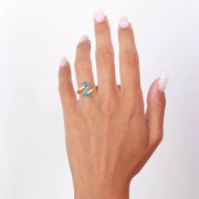 Anello in Argento 925 contrariè con pietre azzurre