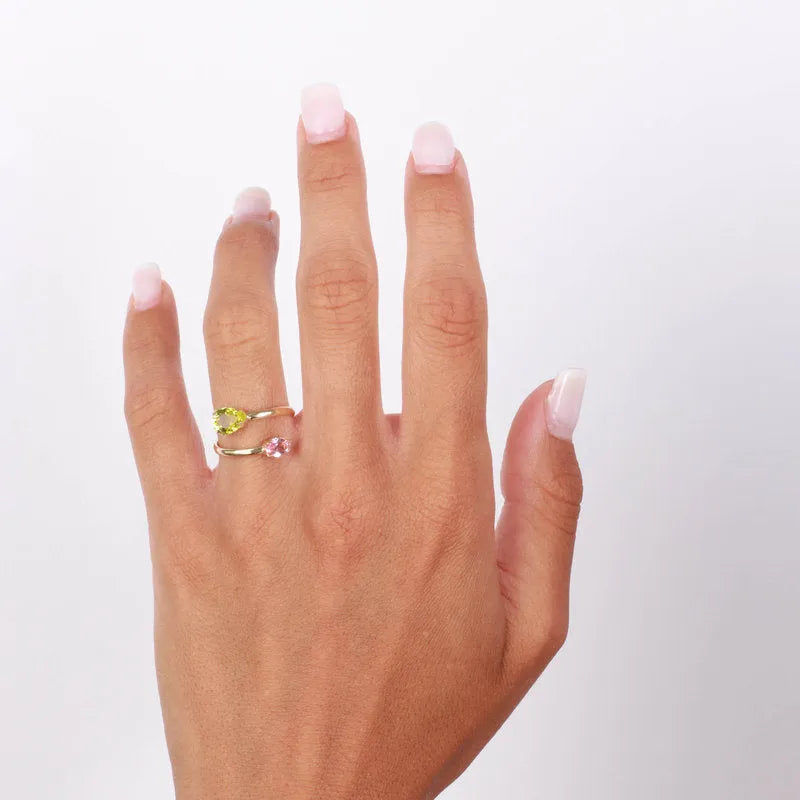 Anello in Argento 925 contrariè con doppia pietra - BYSIMON gioielli