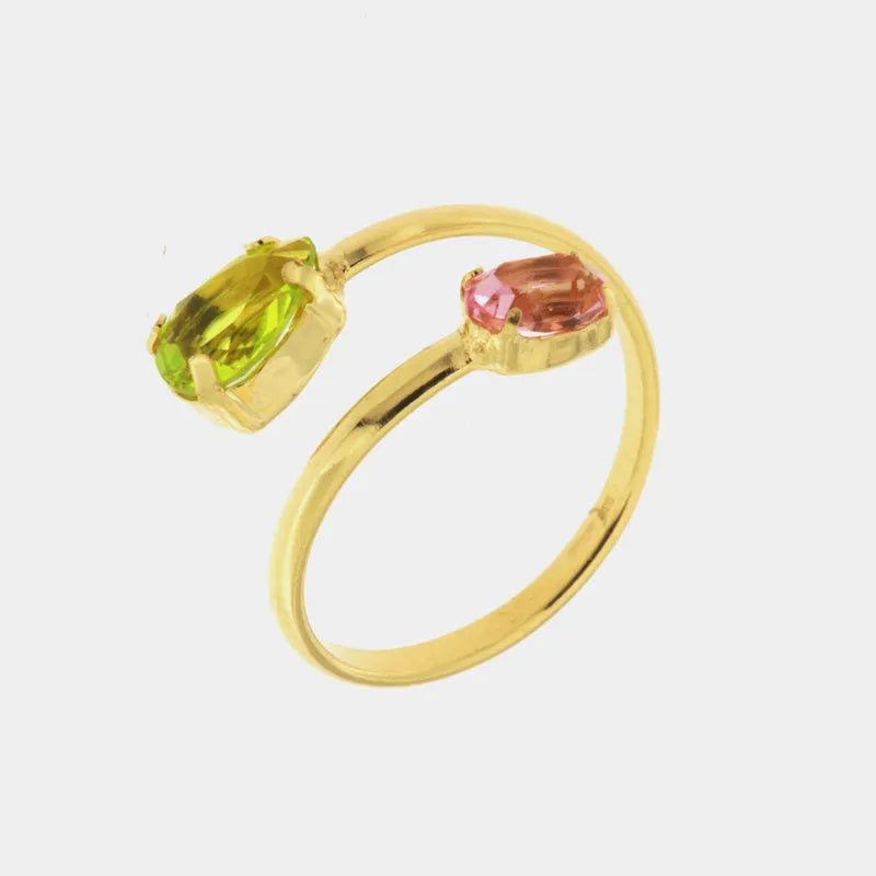 Anello in Argento 925 contrariè con doppia pietra - BYSIMON gioielli