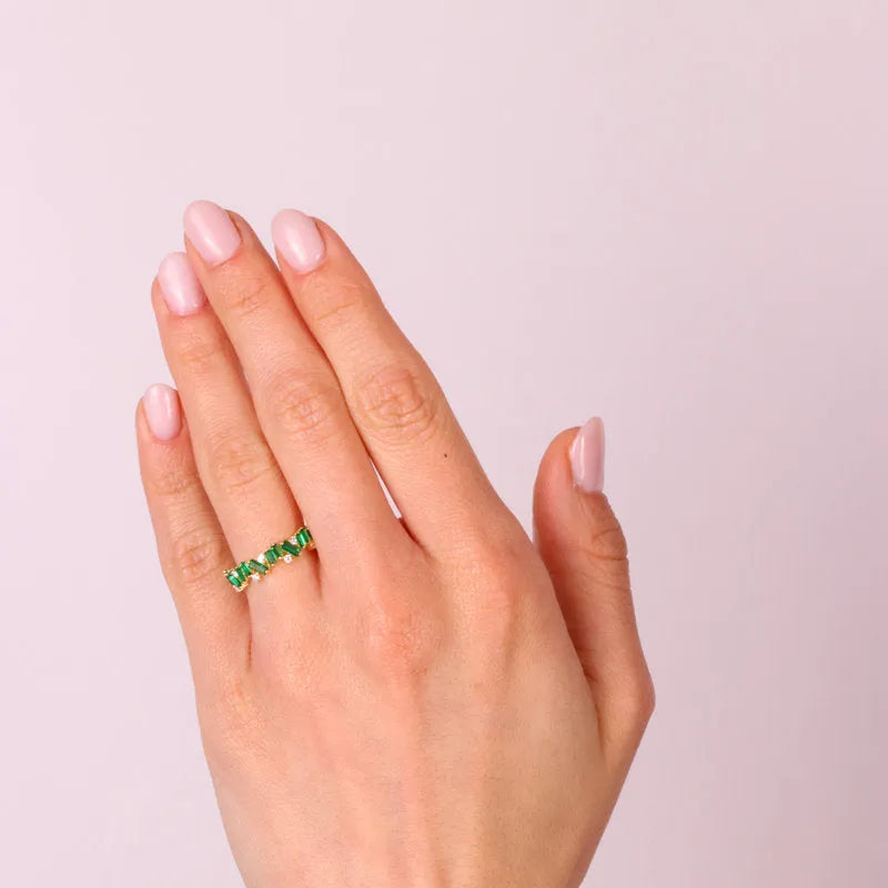 Anello in Argento 925  con zirconi verdi
