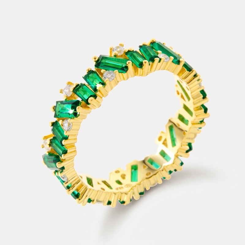 Anello in Argento 925  con zirconi verdi - BYSIMON gioielli