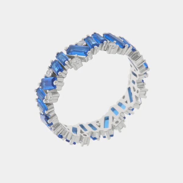 Anello in Argento 925 con zirconi blu - BYSIMON gioielli