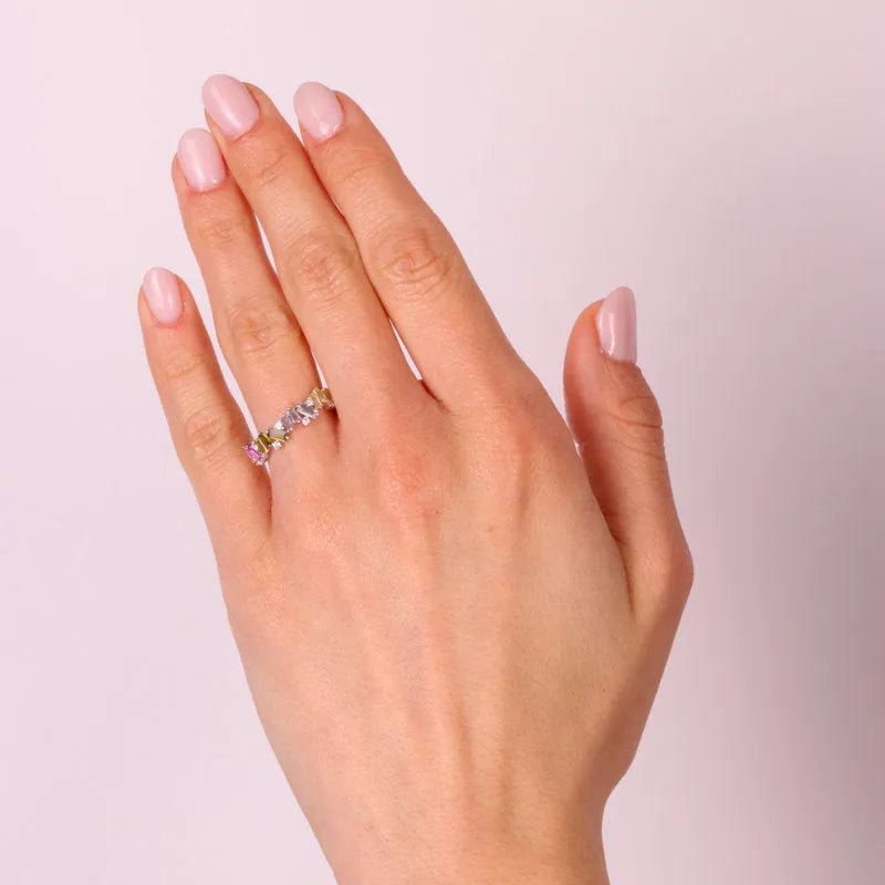 925 Silver ring with multicolored zircons