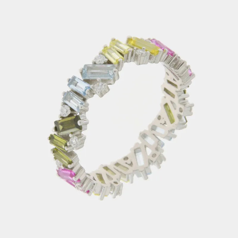 925 Silver ring with multicolored zircons