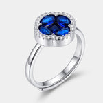 Anello in Argento 925 con zirconi blu e bianchi a forma di fiore Collezione Amsterdam - BYSIMON gioielli