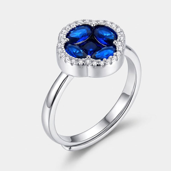 Anello in Argento 925 con zirconi blu e bianchi a forma di fiore Collezione Amsterdam - BYSIMON gioielli