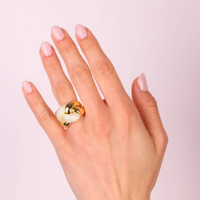Anello in Argento 925 con intrecci e zirconi bianchi - BYSIMON gioielli