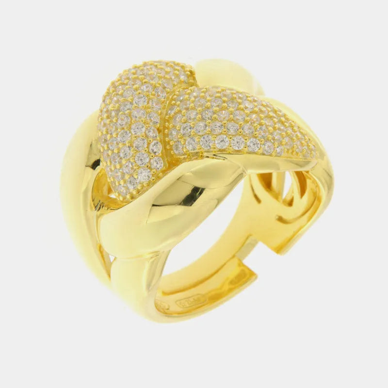 Anello in Argento 925 con intrecci e zirconi bianchi - BYSIMON gioielli