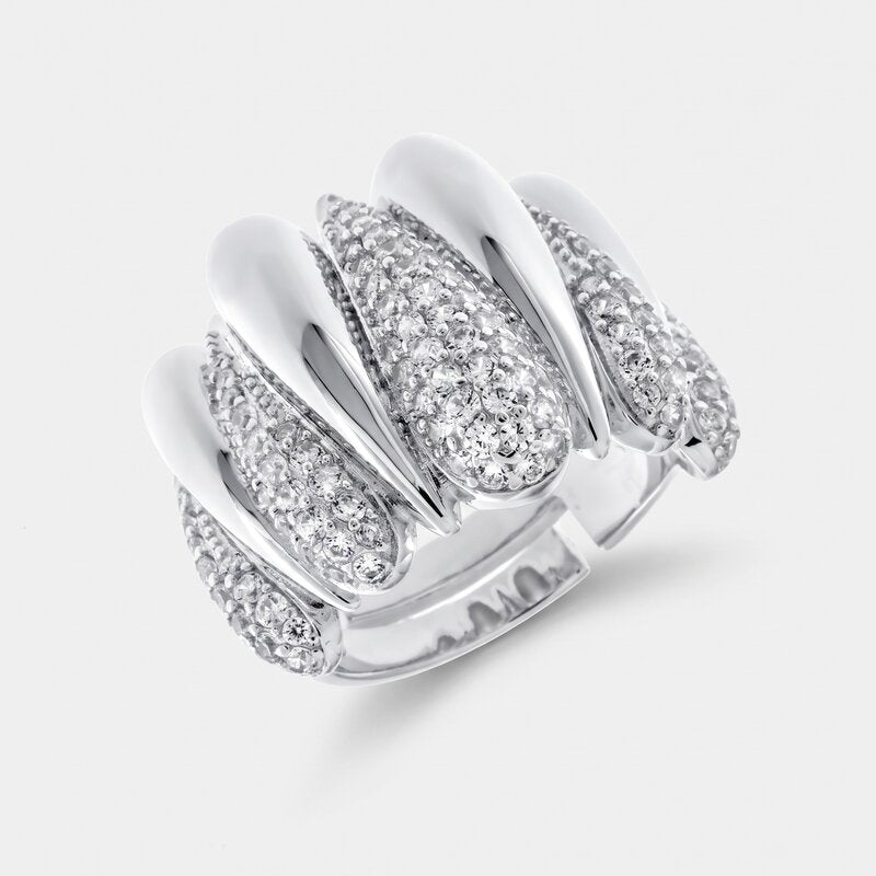 Anello in Argento 925 a forma di gocce con zirconi bianchi Collezione Amsterdam - BYSIMON gioielli